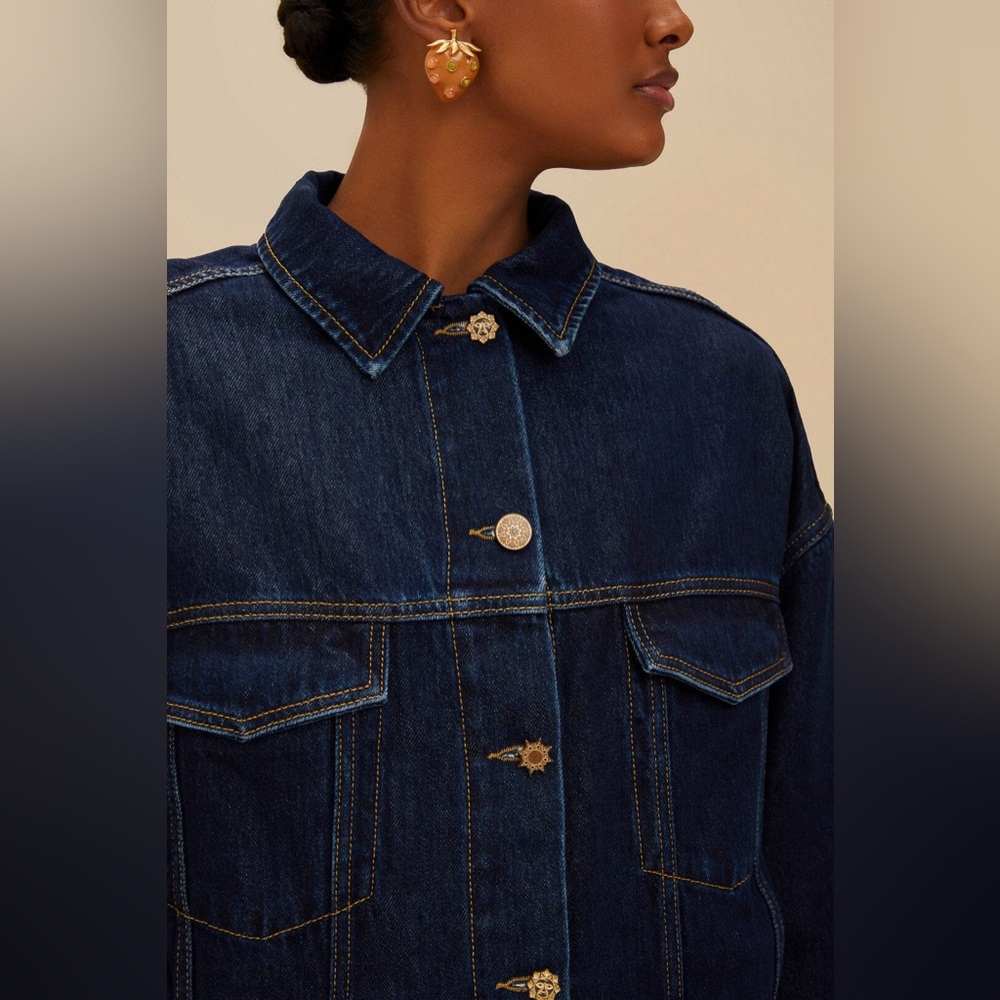 FARM RIO Dark Denim Buttoned Jacket - Picture 4 of 5